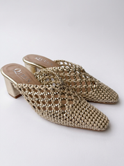 Woven Pointed Heel Mules | Queen Footwear