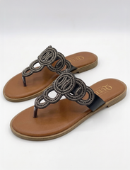 Ornate Medallion Toe-Ring Sandals | Queen Footwear