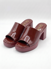 Women’s Patent Platform Mule Heels | Queen Footwear
