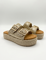 Luxe Woven Espadrille Platform Slides | Queen Footwear