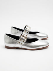 Metallic Buckle Mary Jane Flats | Queen Footwear