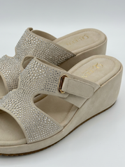 Crystal Embellished Comfort Wedge Slides | Queen Footwear