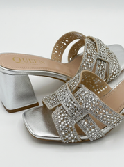 Crystal Buckle Block Heel Sandals | Queen Footwear