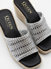 Woven Espadrille Wedge Slides | Queen Footwear