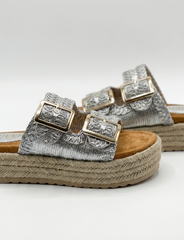 Luxe Woven Espadrille Platform Slides | Queen Footwear
