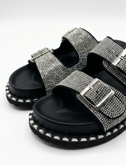 Crystal Buckle Comfort Slides | Queen Footwear