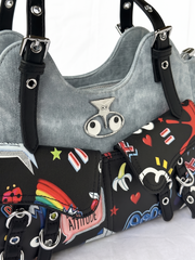 Pop Culture Multi-Pocket Shoulder Bag