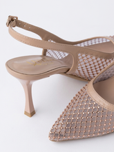 Mesh Crystal Slingback Heels | Queen Footwear