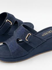 Crystal Embellished Comfort Wedge Slides | Queen Footwear