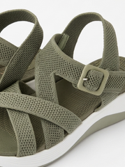 Comfort Knit Cross-Strap Sandals | Queen Footwear