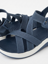 Comfort Knit Cross-Strap Sandals | Queen Footwear