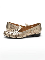 Elegant Floral Cutout Loafers | Queen Footwear