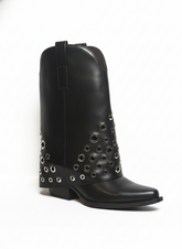 Viper Studded Western Boot – Brown-Black | Queen Footwear