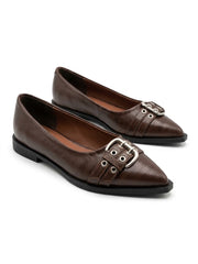 Buckle Pointed-Toe Flats | Queen Footwear