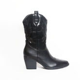 Western High-Calf Cowboy Boots – Embroidered Block Heel | Queen Footwear