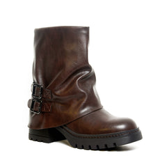 Rogue Slouch Biker Boot – Brown | Queen Footwear