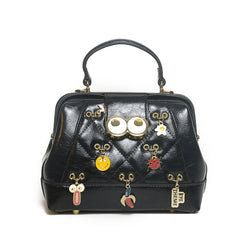 Women’s Charm Embellished Leather Handbag | Queen Fashion