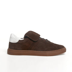 Women’s Suede Low Sneakers – Forest Green & Chocolate Brown | Queen Footwear