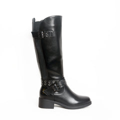 Women’s Padlock-Belt Knee Boots | Queen Footwear