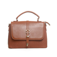 Women’s Textured Buckle Flap Handbag | Queen Fashion