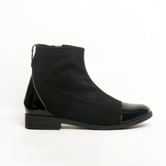 Luna Cap-Toe Suede Ankle Boot – Black | Queen Footwear