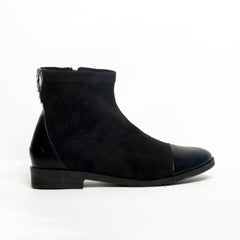 Luna Cap-Toe Suede Ankle Boot – Black | Queen Footwear