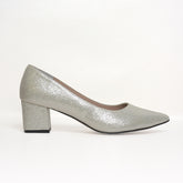 Stella Glitter Pointed-Toe Block Heel – Silver | Queen Footwear