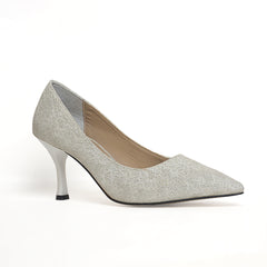 Women’s Silver Glitter Pointed-Toe Pumps | Queen Footwear
