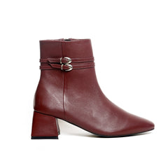 Women’s Block Heel Ankle Boots with Double Buckle | Queen Footwear