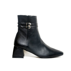 Women’s Block Heel Ankle Boots with Double Buckle | Queen Footwear
