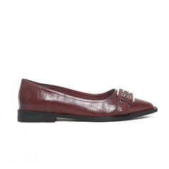 Women’s Pointed-Toe Buckle Flats | Queen Footwear