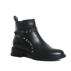 Women’s Studded Buckle Ankle Boots | Queen Footwear