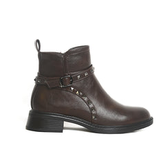 Women’s Studded Buckle Ankle Boots | Queen Footwear