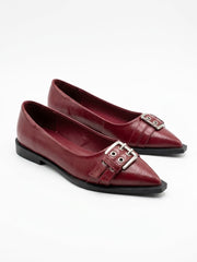 Buckle Pointed-Toe Flats | Queen Footwear