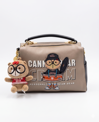 Cream Bear Mini Boston Handbag