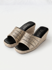 Woven Espadrille Wedge Slides | Queen Footwear