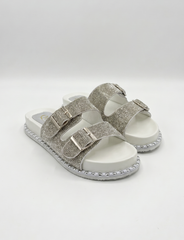 Crystal Buckle Comfort Slides | Queen Footwear