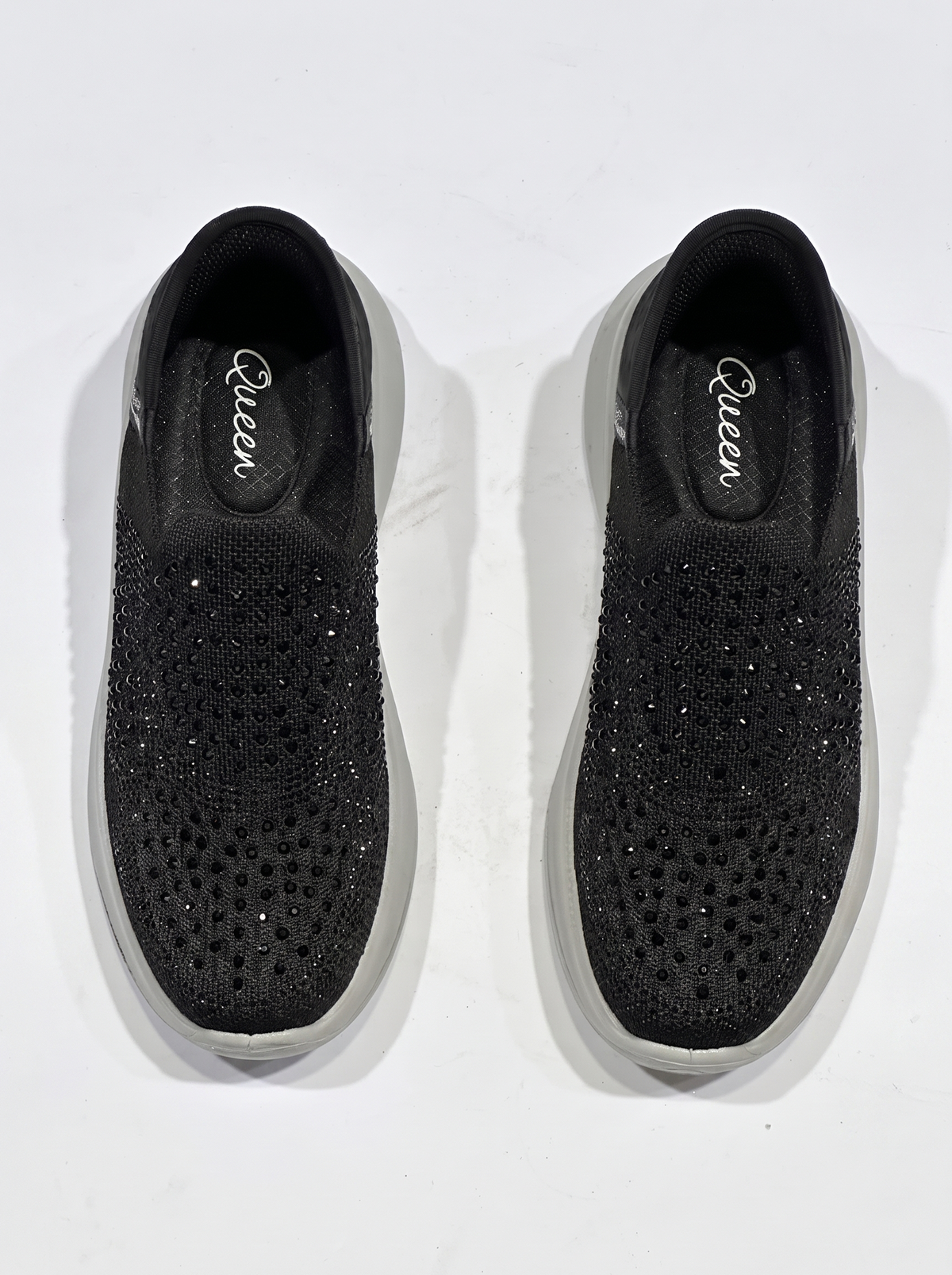 Women's Rhinestone Knit Slip-On Sneakers