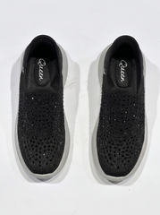 Women's Rhinestone Knit Slip-On Sneakers