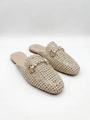 Women’s Rhinestone Woven Slide Loafers | Queen Footwear