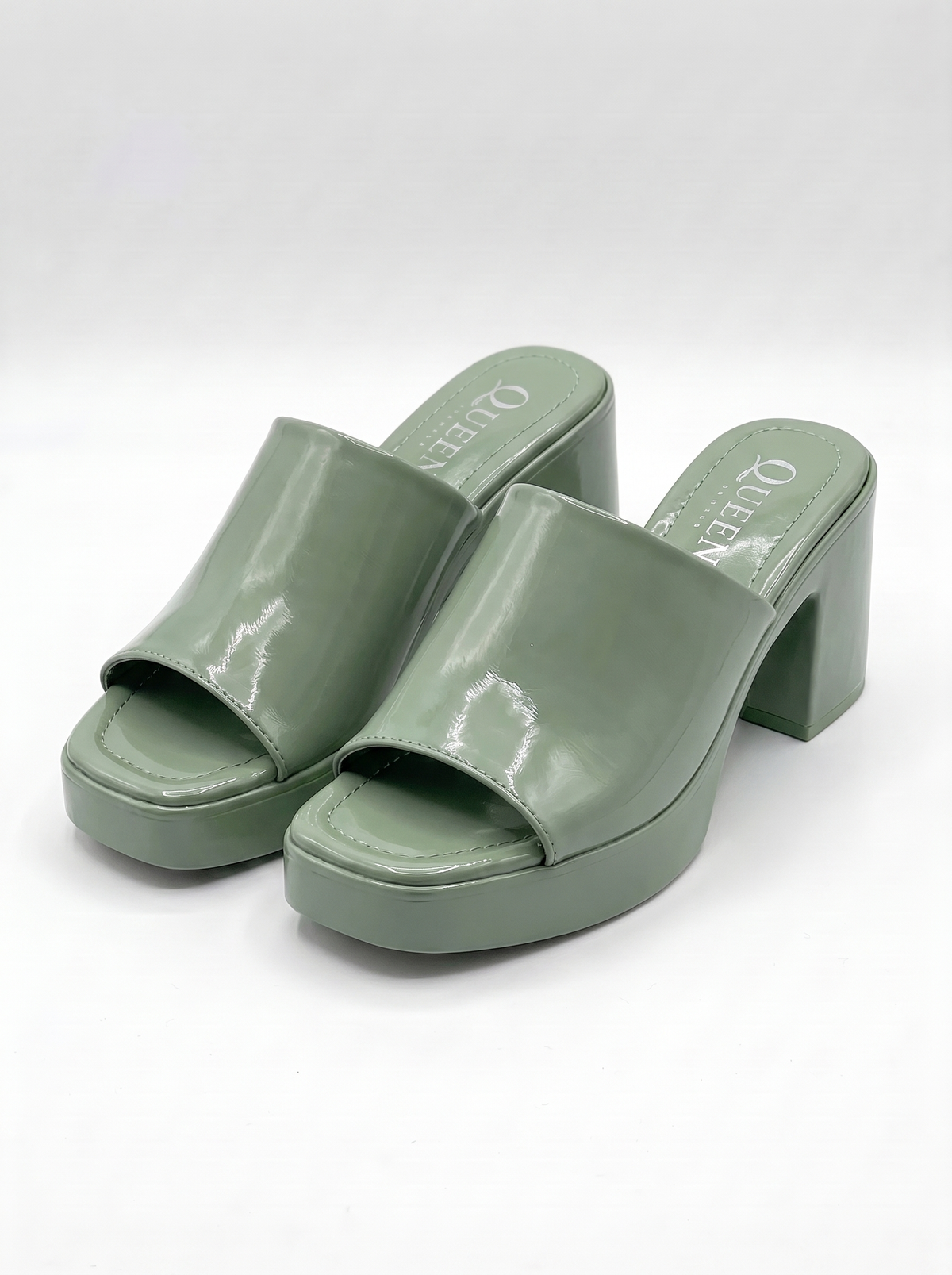 Women’s Patent Platform Mule Heels | Queen Footwear