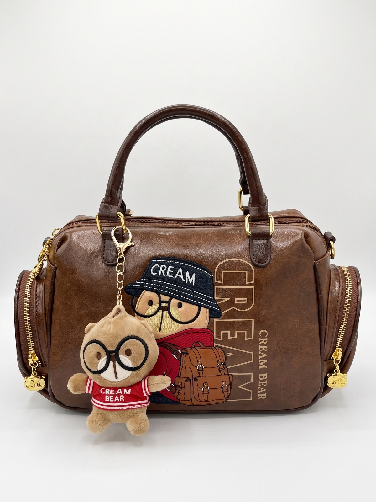 Cream Bear Travel Boston Bag