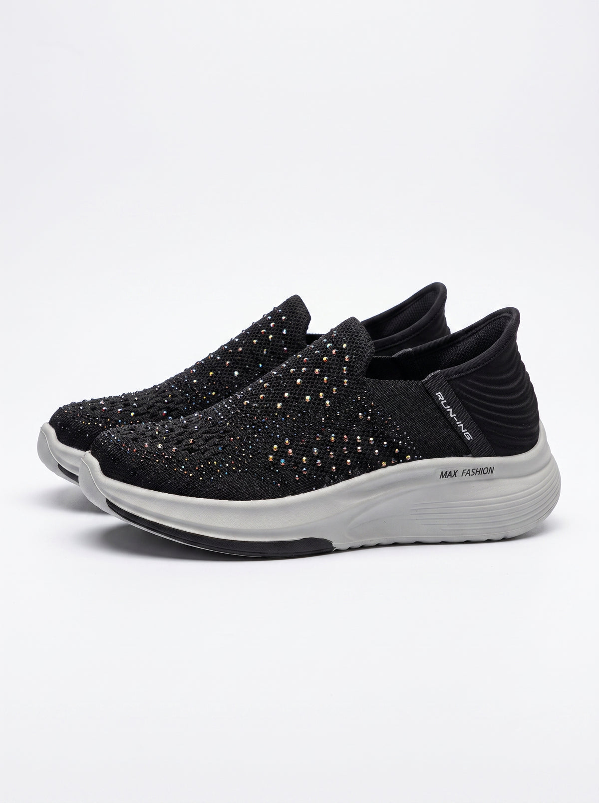 Women's Rhinestone Knit Slip-On Sneakers