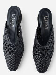 Woven Pointed Heel Mules | Queen Footwear