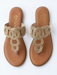 Ornate Medallion Toe-Ring Sandals | Queen Footwear