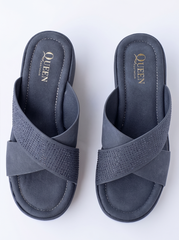 Comfort Cross-Strap Wedge Slides | Queen Footwear