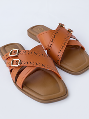 Luna Cross-Strap Flat Sandals | Queen Footwear