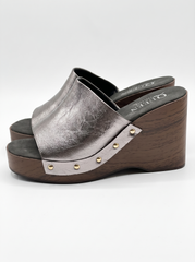 Metallic Platform Wedge Slide Sandals | Queen Footwear