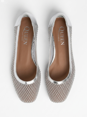 Crystal Mesh Ballet Flats | Queen Footwear