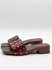 Studded Wooden Slide Sandals | Queen Footwear